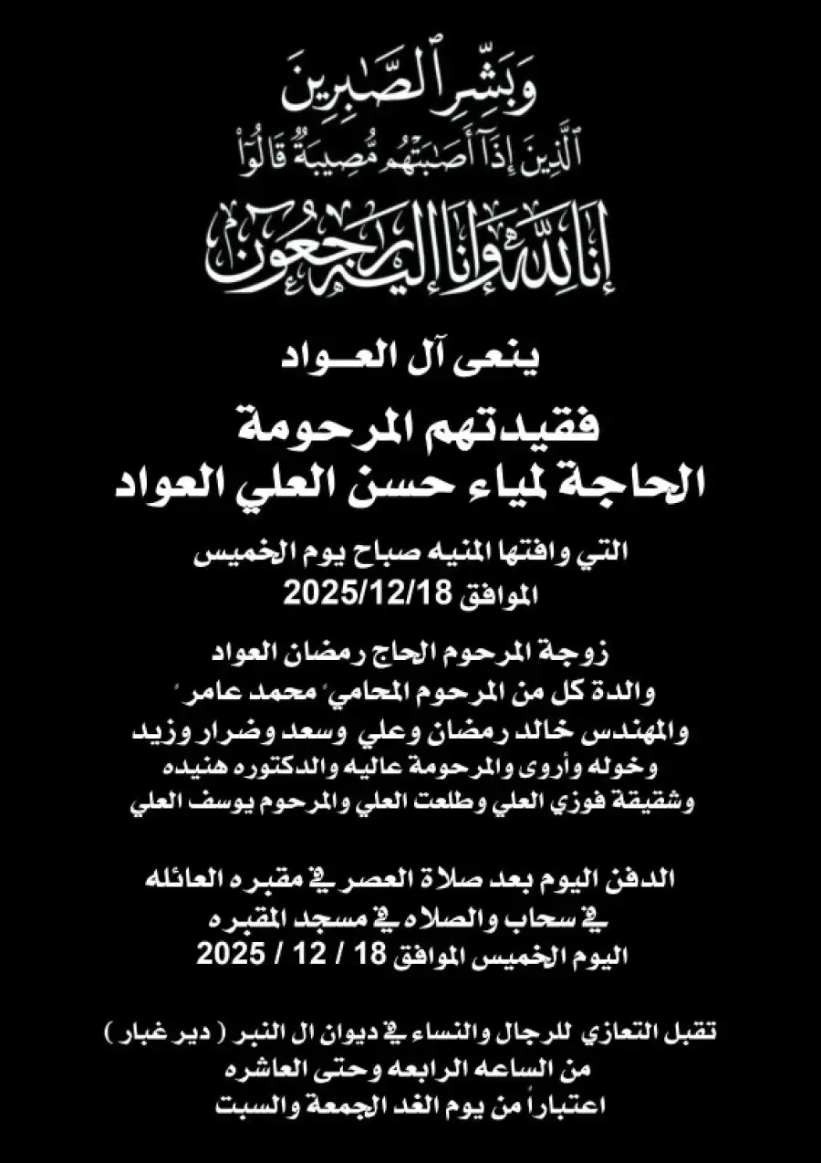 مدار الساعة,وفيات اليوم في الأردن