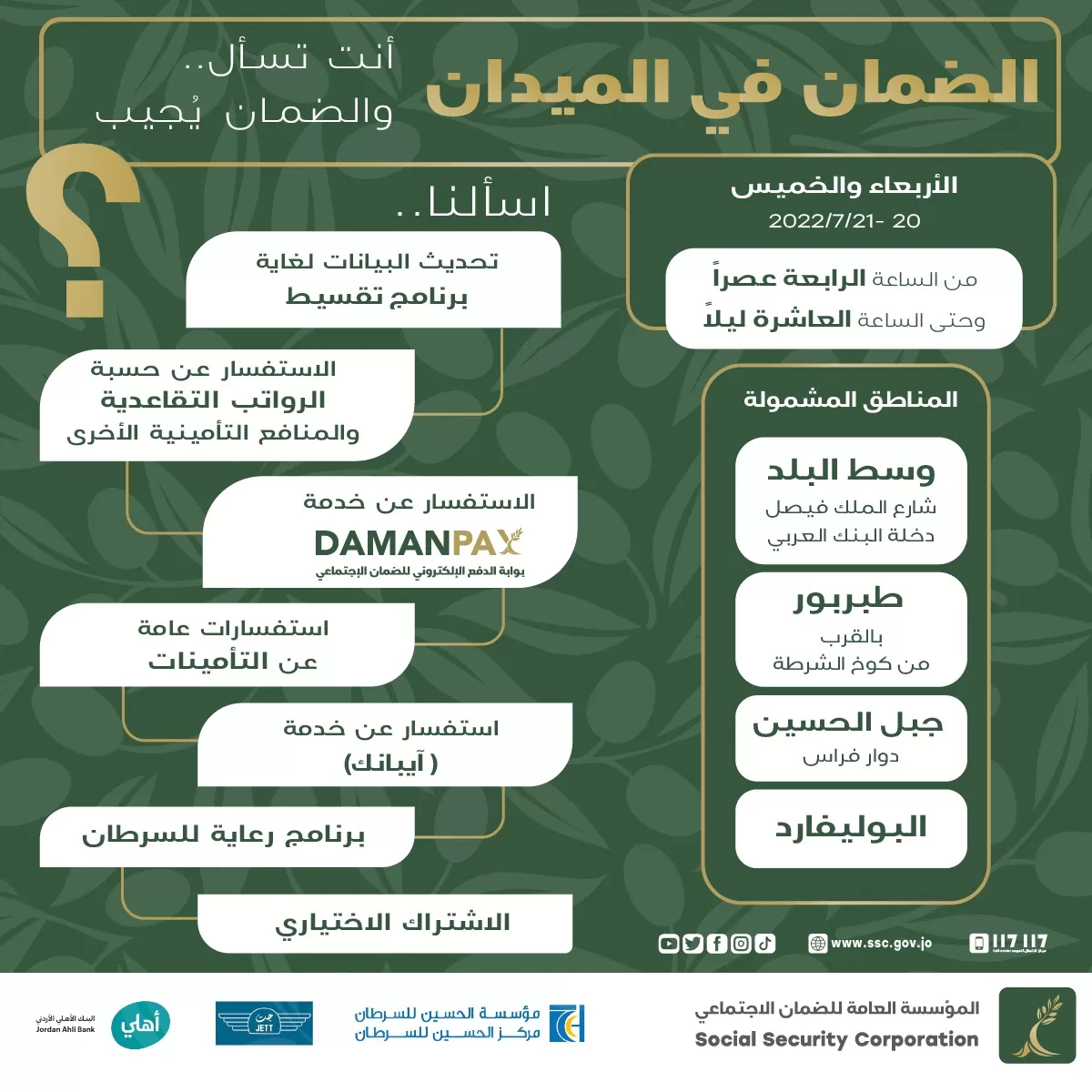 مدار الساعة,أخبار اقتصادية,المؤسسة العامة للضمان الاجتماعي,الضمان الاجتماعي,البنك الأهلي الأردني