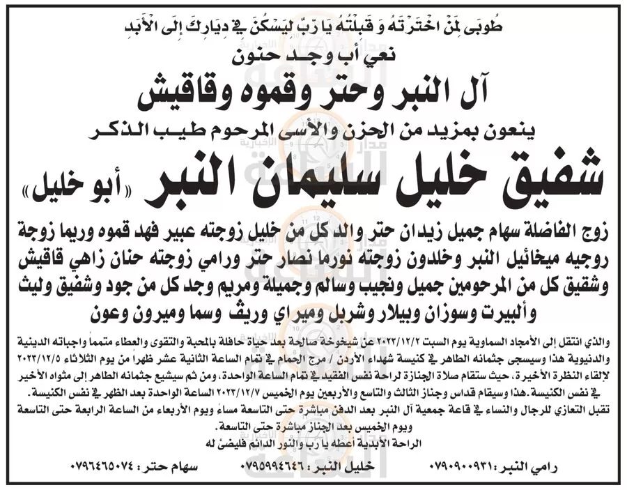مدار الساعة,وفيات اليوم في الأردن