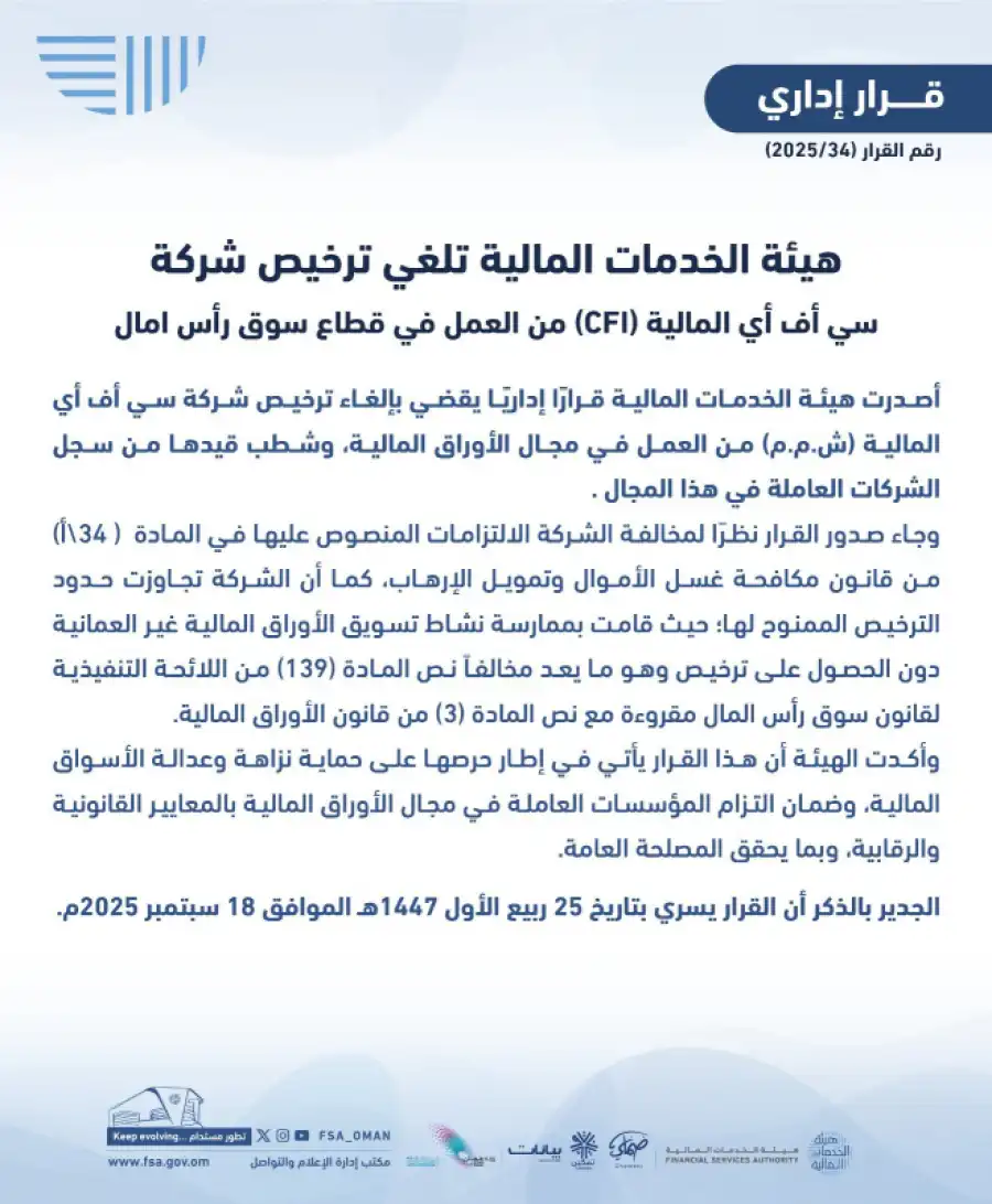 مدار الساعة,أخبار اقتصادية,الأوراق المالية,سلطنة عمان,مكافحة غسل الأموال وتمويل الإرهاب