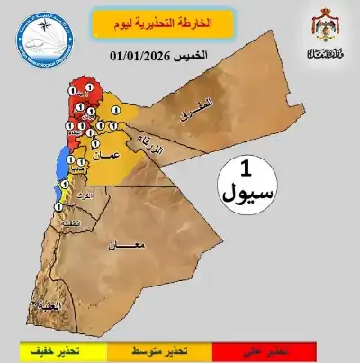 منخفض جوي يؤثر على الأردن وتحذيرات