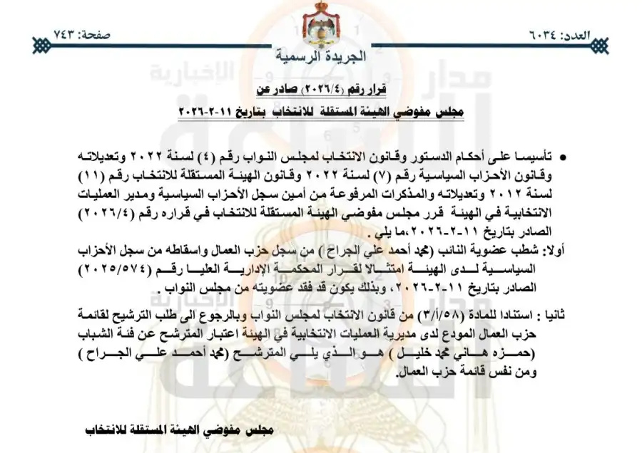 مدار الساعة,أخبار الأردن,اخبار الاردن,أخبار مجلس النواب الأردني,أخبار الأحزاب الأردنية,مجلس النواب,الهيئة المستقلة للانتخاب,حزب العمال