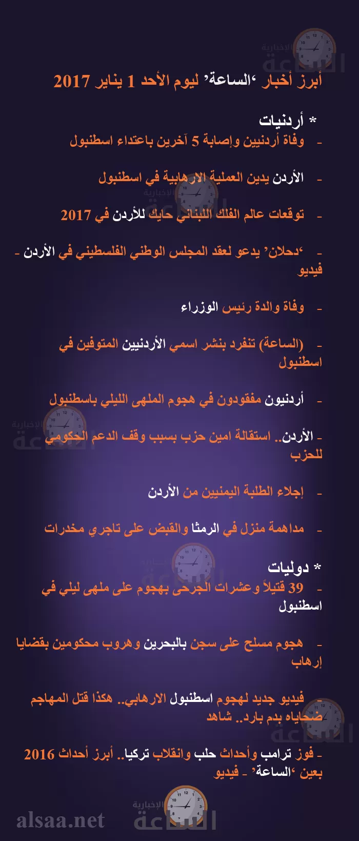 مدار الساعة,أخبار خفيفة ومنوعة