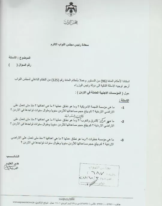 مدار الساعة,أخبار مجلس النواب الأردني